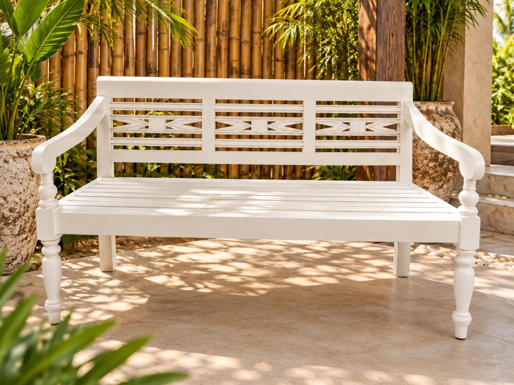 White Semarang Bench 3-Seater