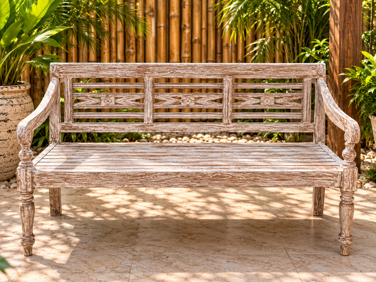 White Wash Semarang Bench 3-Seater