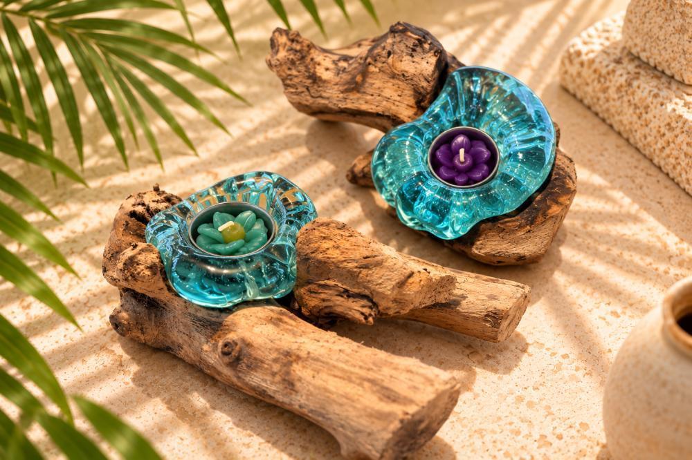 Glass Tealight On Driftwood